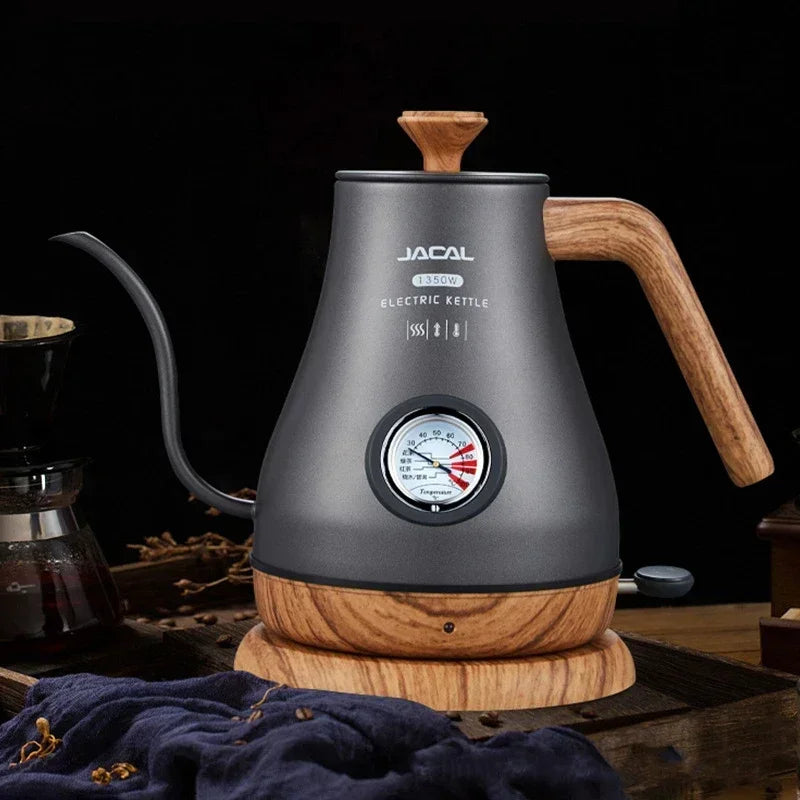 Tyenaza 1,2 l koffieketel van roestvrij staal 304 met thermometer, theepot met zwanenhals voor de meeste gas- en elektrische inductiekookplaten Tyenaza 1,2 l koffieketel van roestvrij staal 304 met thermometer, theepot met zwanenhals voor de meeste gas- en elektrische inductiekookplaten