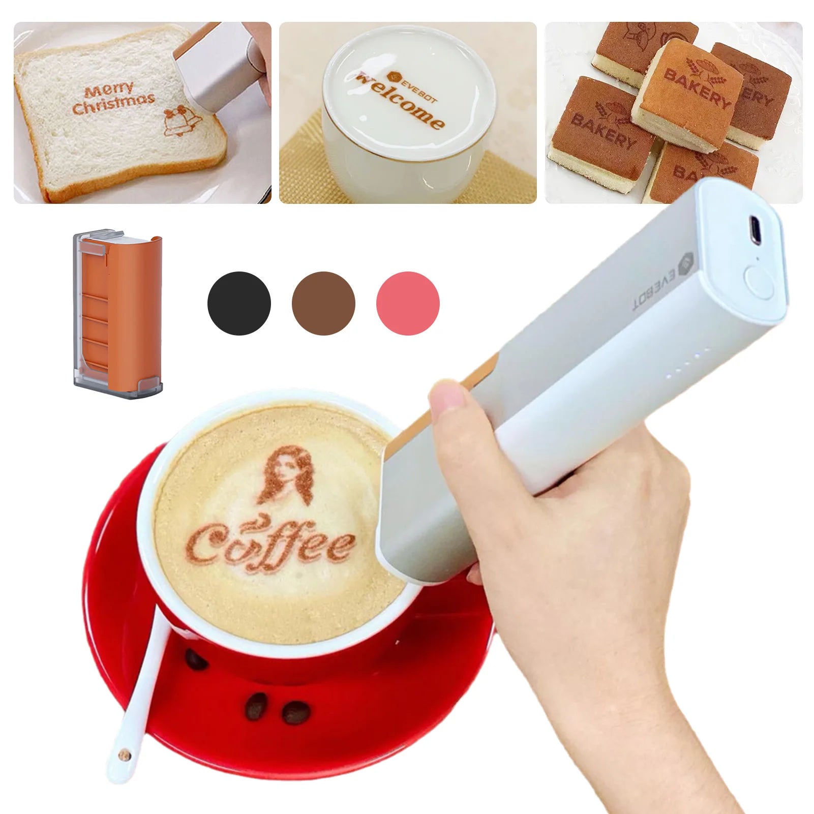 EVEBOT printpen Handheld Food Printer Portable Mini Coffee Latte EVEBOT printpen Handheld Food Printer Portable Mini Coffee Latte