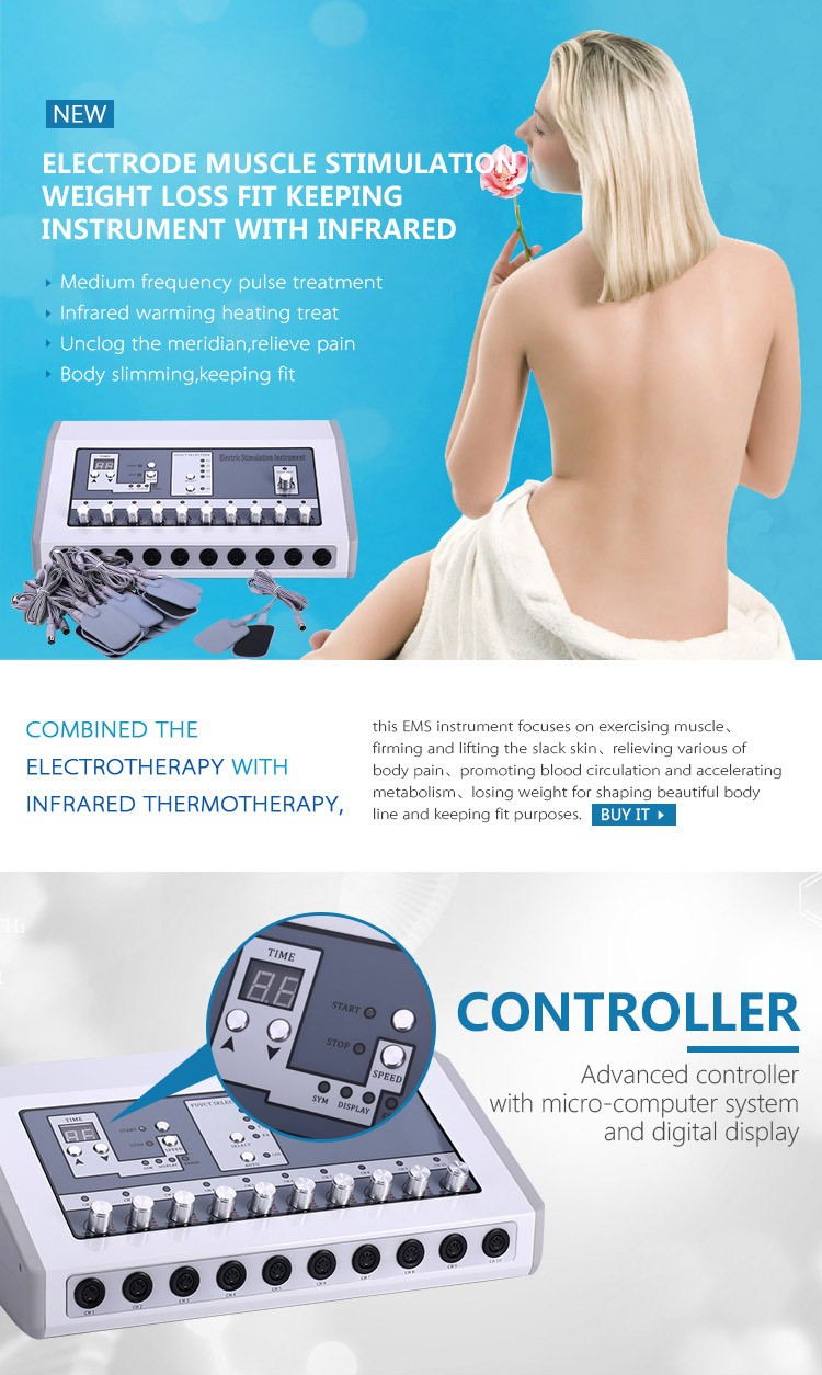 Tens Hot Machine Professional Far Infrared Heat Russian Wave Electric Muscle Stimulator EMS Machine Home And Salon Use