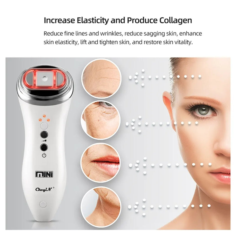 Mini HIFU Ultrasound Vibration Face Skin Tightening Machine Portable RF Face Lifting Device Anti-aging Facial Toning Device