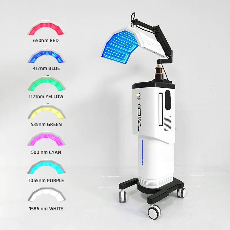 Skin Rejuvenation Anti-Wrinkle LED pdt Bio Light Therapy 7 Shades of Light Facial Salon Machine Adjustable Angle Heigh