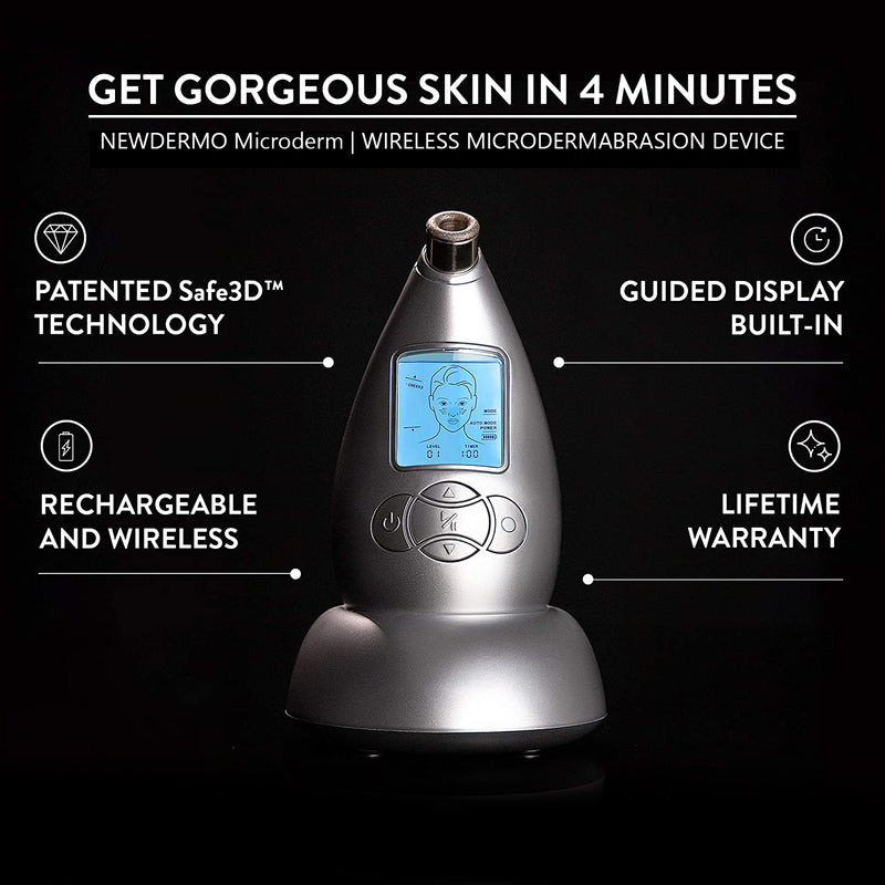 NEWDERMO Microderm Diamond Microdermabrasion Machine and Suction Tool - Clinical Micro Dermabrasion Kit for Tone Firm Skin, Advanced Home Facial System & Exfoliator For Bright Clear Skin