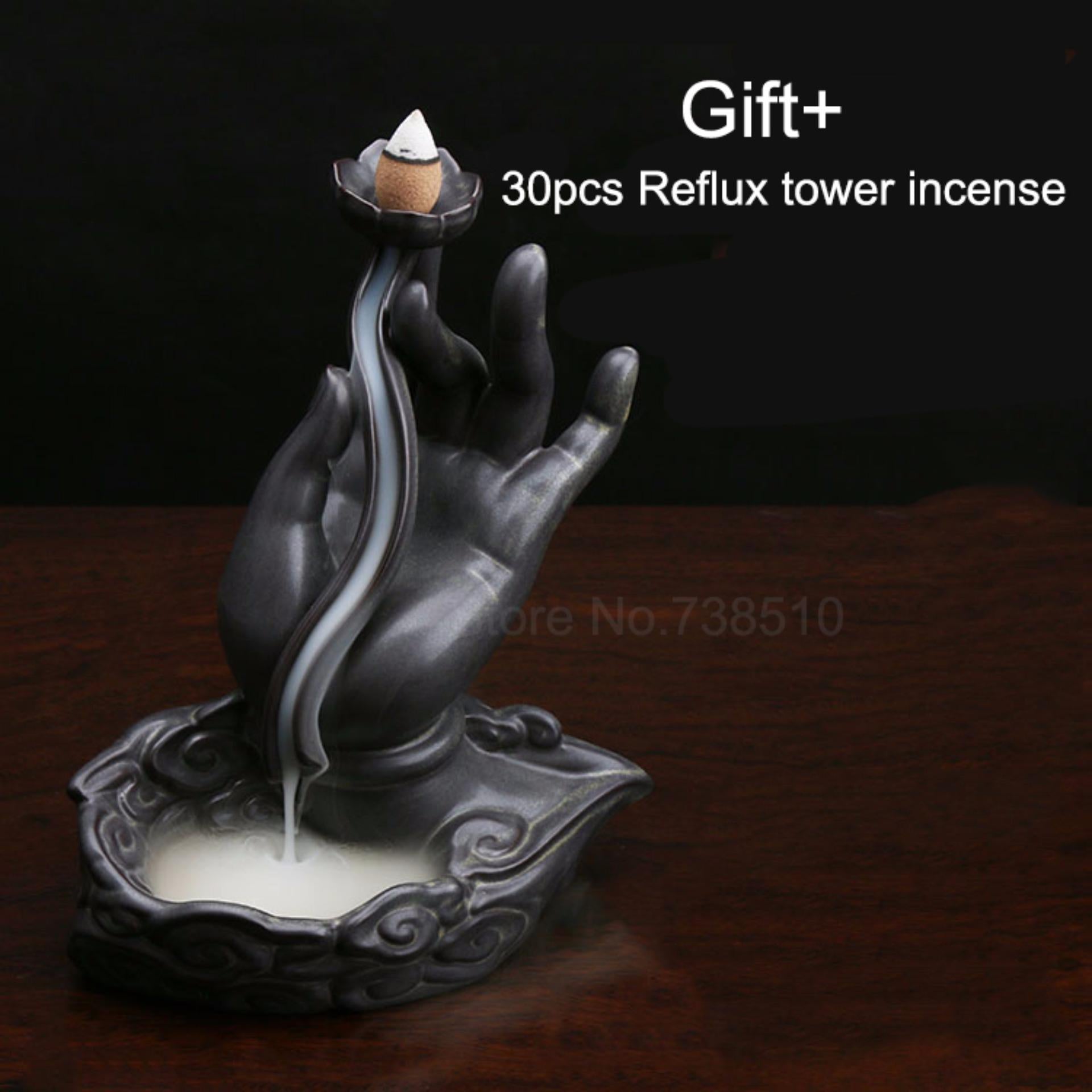 Quemador Incienso Thailand Buddha Hand Incense Burner Smoke Backflow S