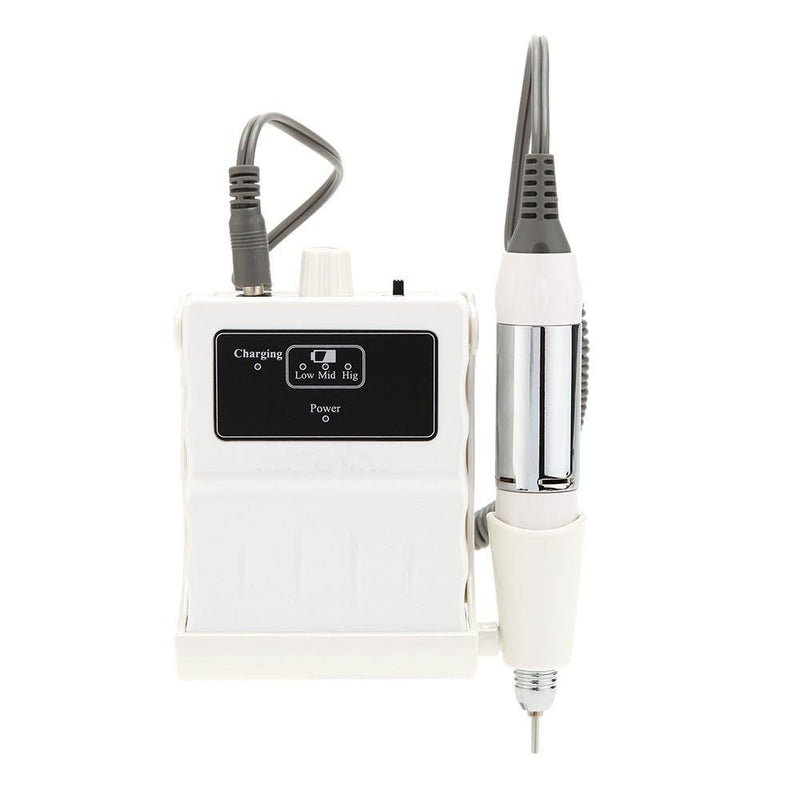 White Portable 30000RPM Electric Nail Drill Machine Acrylic Nail File Drill Manicure Pedicure Kit Set Nail Art Equipment Rechargeable