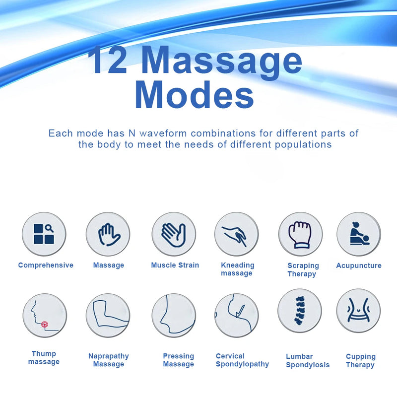 12 Modes Low Frequency Therapy Device TENS Machine EMS Muscle Stimulator Electronic Pulse Massager Myostimulation Apparatus