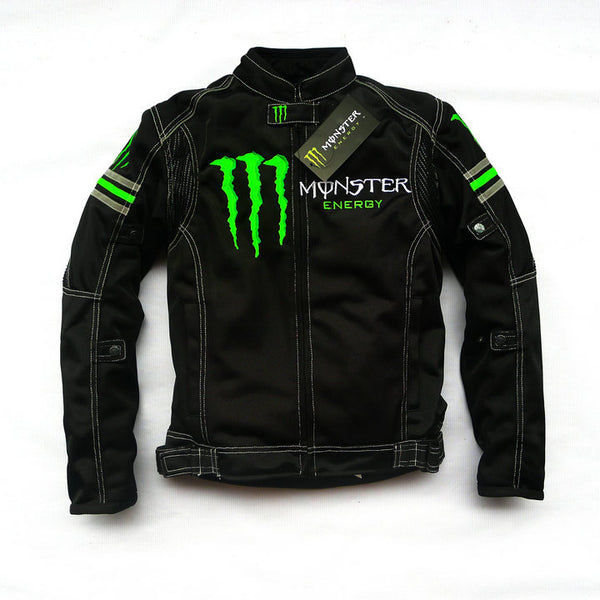 Pakaian Menunggang Motosikal Nipis Musim Panas Bernafas Jaket Motosikal Pakaian Perlumbaan Jaket Monster Energy dengan Alat Pelindung Anti-Kejatuhan