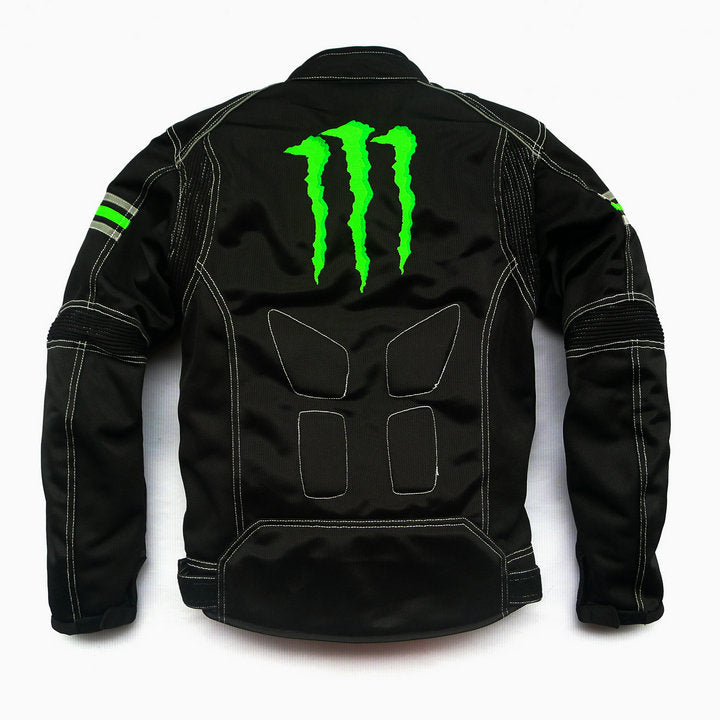 Ħwejjeġ tal-irkib tal-muturi irqiq li jieħdu n-nifs tas-sajf Ġakketta tal-muturi ġakketta tat-tlielaq Monster Energy Jacket b'irkaptu protettiv kontra l-waqgħa