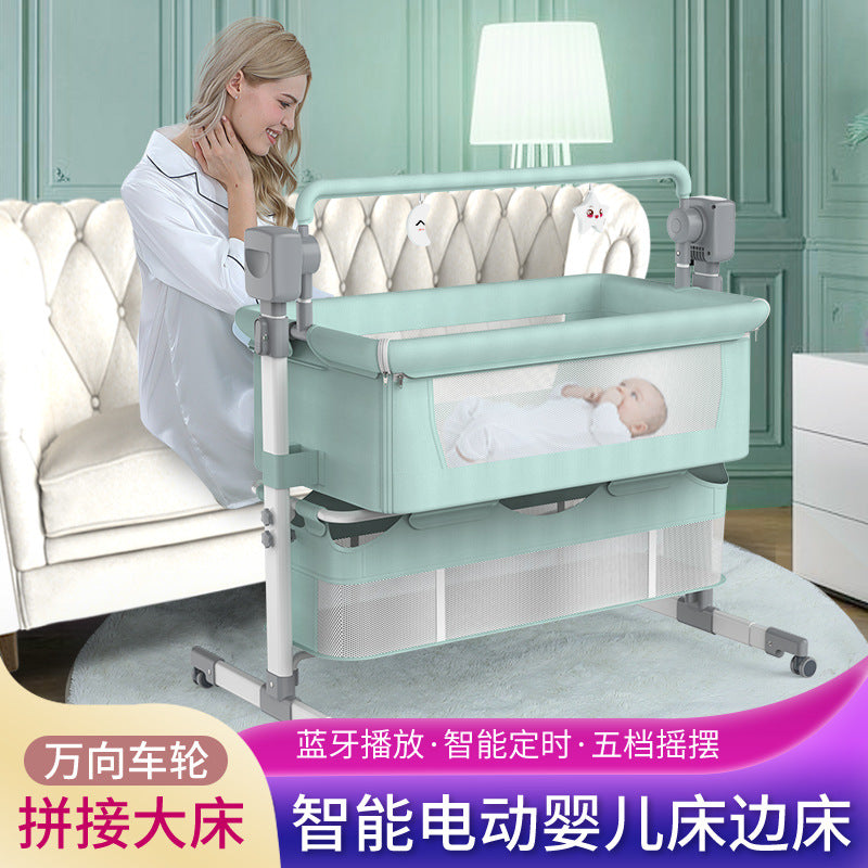 아기 침대 아기 어린이 침대 아기 침대 모기장이있는 아기 흔들 침대 신생아 전기 아기 침대 잠자는 침대 아기를위한 놀이 펜