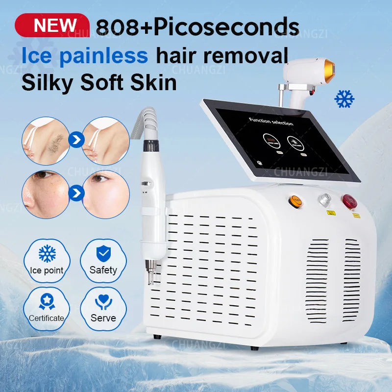 2 in 1 Professional Diode Ice Titanium Laser Body Hair Removal Machine Tattoo Removal Machine 808 + Picosecond