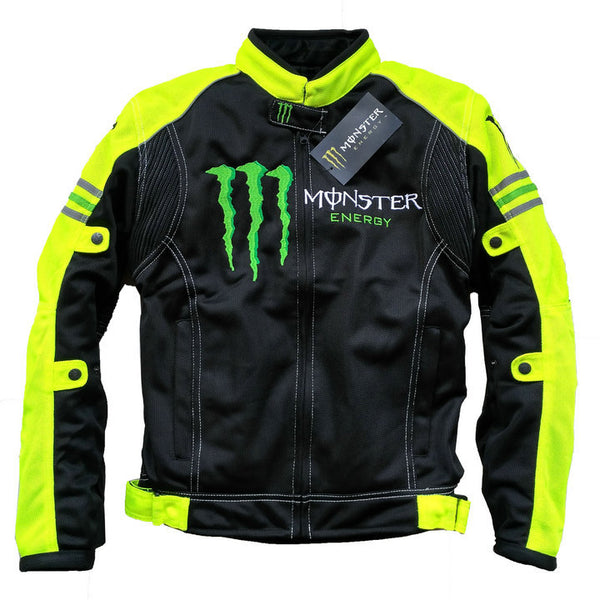 Giacca da moto estiva traspirante Abbigliamento da equitazione sottile da moto Tuta da corsa Giacca Monster Energy con equipaggiamento protettivo anticaduta