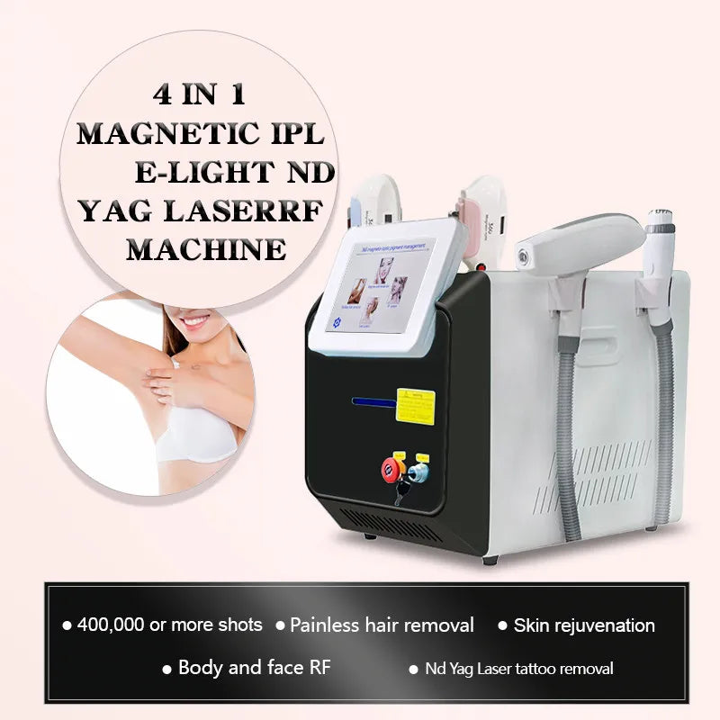 4 en 1 360 magnéto OPT SR + IPL + picoseconde Laser détatouage NDYAG Laser 532nm 1064nm 1032nm RF machine de beauté pour rajeunissement de la peau