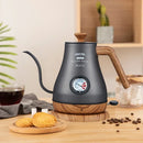 Bollitore elettrico 220v 110v 1L in acciaio inox 304 con beccuccio a collo di cigno, caffettiera sottile con teiera e termometro