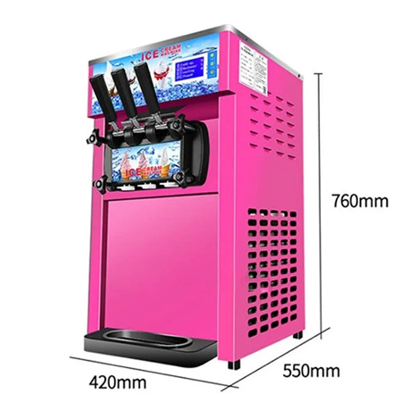 220V 1200W Desktop Commercial Soft Serve Ice Cream Machine Soft Ice Cream Maker Three-color Ice Cream Making Machine ZM-168 Hot