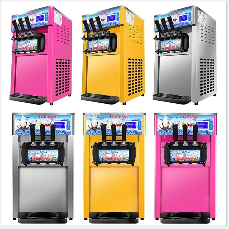 220V 1200W Desktop Commercial Soft Serve Ice Cream Machine Soft Ice Cream Maker Three-color Ice Cream Making Machine ZM-168 Hot