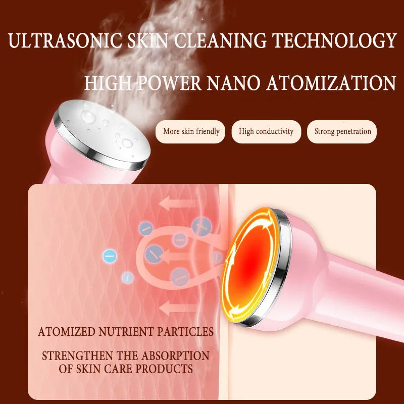 3 in 1 Ultrasonic High Frequency Vibration Facial Eyes Massager Deep Cleansing Nutrition Introduction Oxygen Injection Spray Gun