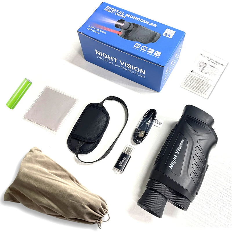 40MP 2.5K Infrared Telescope Digital Night-Vision Monocular 984ft Night-Vision Distance 6X Optical Magnification 8X Digital Zoom