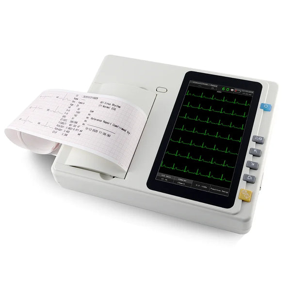 ECG601 7 Inci Skrin Sentuh 12-Plumbum 6-Saluran ECG Mesin EKG Elektrokardiograf dengan Perisian Analisis PC