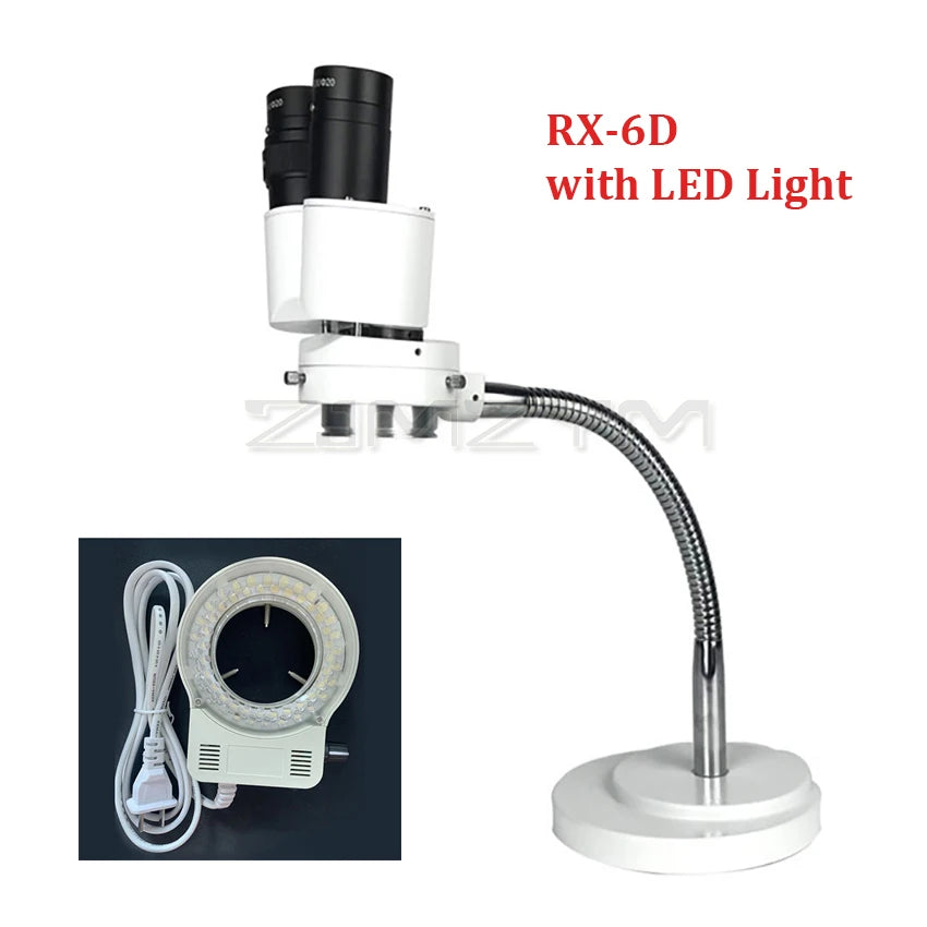 Mikroskop Stereo 8X dengan Mikroskop Stereo Binokular Cahaya LED Hos Boleh Laras untuk Alat Pembaikan PCB Paterian Oral Doktor Gigi RX-6D