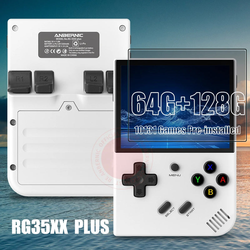 ANBERNIC RG35XX PLUS 레트로 휴대용 게임 플레이어 내장 64G TF 5000+ 클래식 게임 지원-HDMI TV 휴대용 여행용 어린이 선물