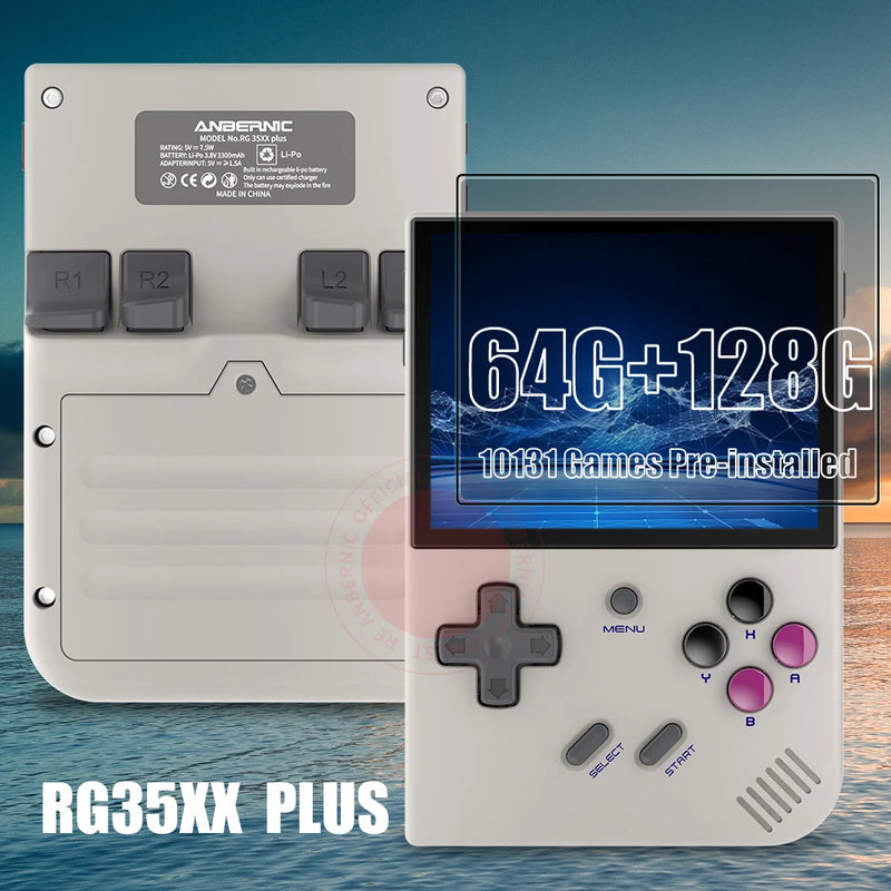 ANBERNIC RG35XX PLUS レトロハンドヘルドゲームプレーヤー内蔵 64G TF 5000+ クラシックゲームサポート - HDMI TV ポータブル旅行用キッズギフト