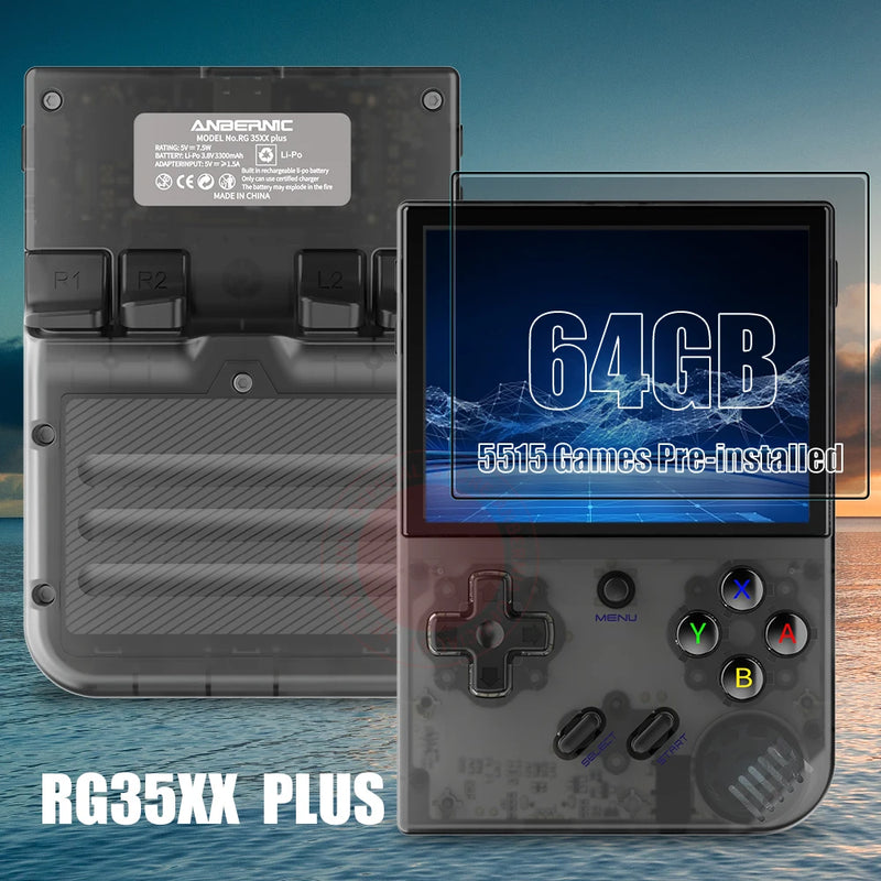ANBERNIC RG35XX PLUS Przenośny odtwarzacz gier Retro Wbudowany 64G TF 5000+ Obsługa klasycznych gier - Telewizor HDMI Przenośny do podróży Prezent dla dzieci