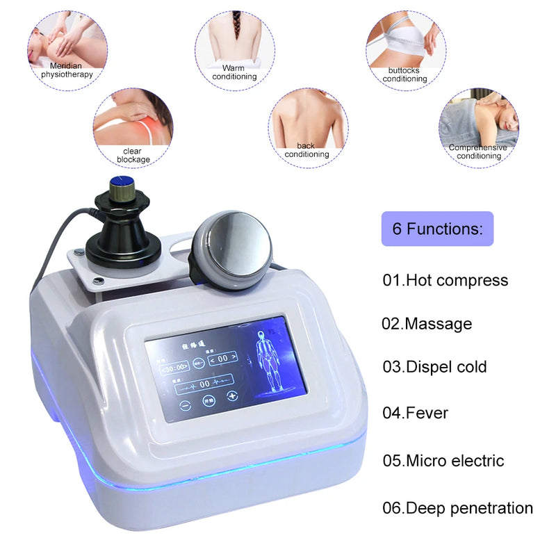 Microcurrent Meridian Machine EMS Kroppsmassage Med Uppvärmning Lymfdräneringsmaskin Muskelavslappningsverktyg