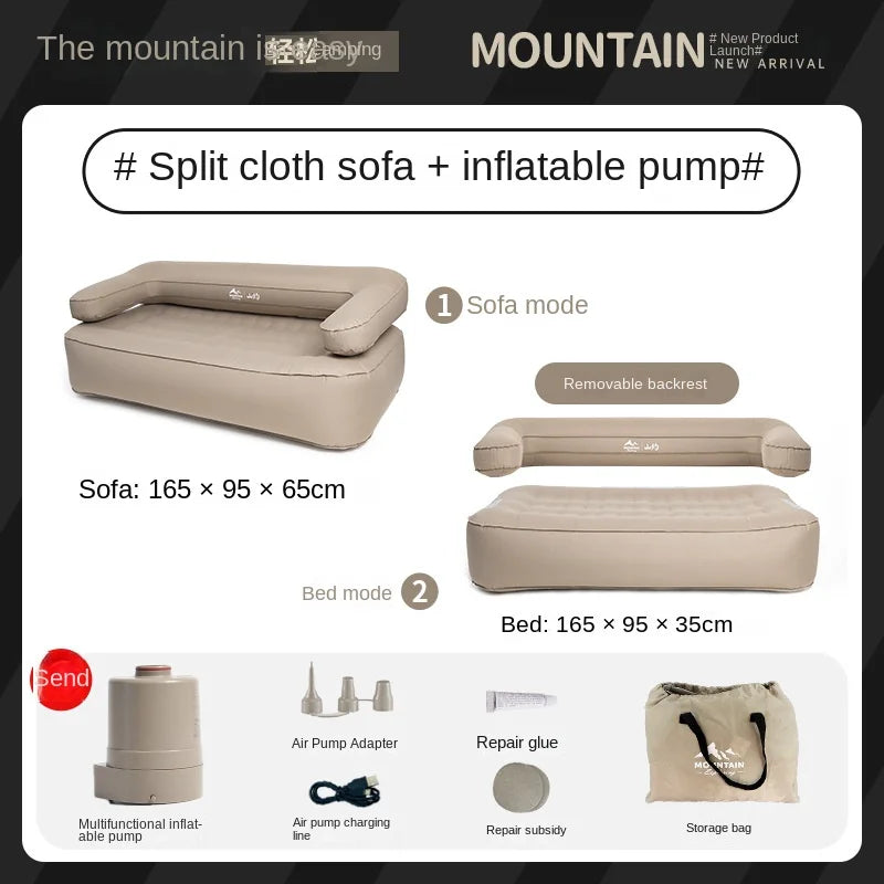 Sofá inflable automático para exteriores, sofá inflable doble, portátil, cama de aire para acampar, cama inflable perezosa