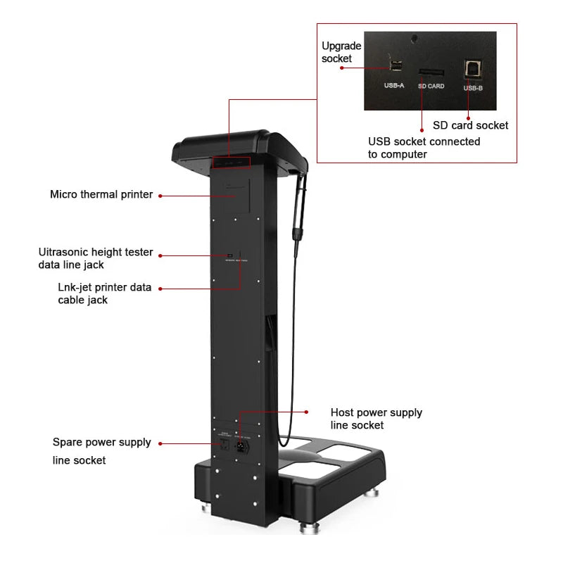 BMI-Körperanalysegerät GS6.5C+, professionelles Gesundheitsgerät, Gewichtstest, Fettzusammensetzung mit WLAN, Bluetooth und HP-Farbdrucker