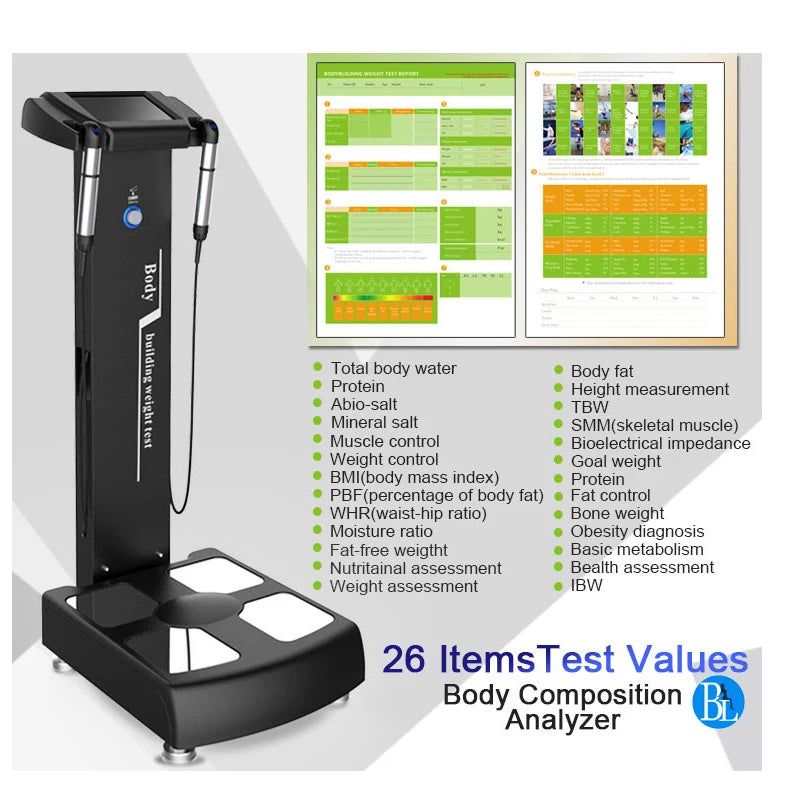 BMI-Körperanalysegerät GS6.5C+, professionelles Gesundheitsgerät, Gewichtstest, Fettzusammensetzung mit WLAN, Bluetooth und HP-Farbdrucker