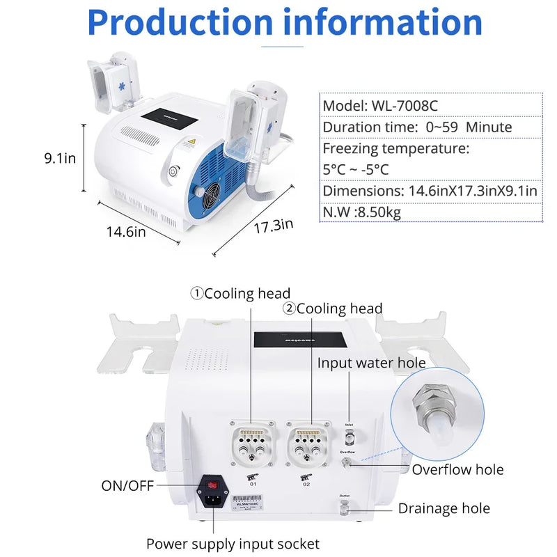 Machine professionnelle de congélation des graisses par cavitation, cryolipolyse, corps amincissant, perte de poids, Lipo froid, Anti-cellulite, dissout les graisses froides, 2 poignées