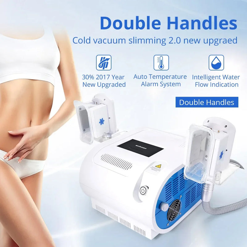 Profissional Cryolipolysis Cavitação Crioterapia Máquina de congelamento de gordura Corpo Emagrecimento Perda de peso Lipo frio Anti celulite Dissolver gordura fria 2 alças