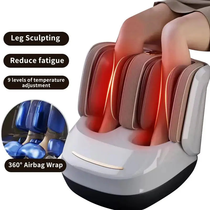 Електричний роликовий масажер для ніг Нагрівання розминаючих ніг Масаж гомілки Під тиском повітря Обгортання Втома Знеболення Повне обгортання