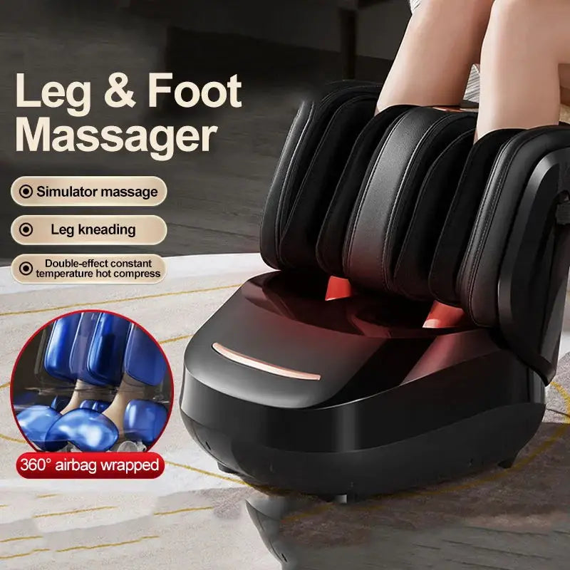 Электрический роликовый массажер для ног с подогревом, разминание ног, массаж икры под давлением воздуха, обертывание, облегчение боли при усталости, массаж с полным обертыванием