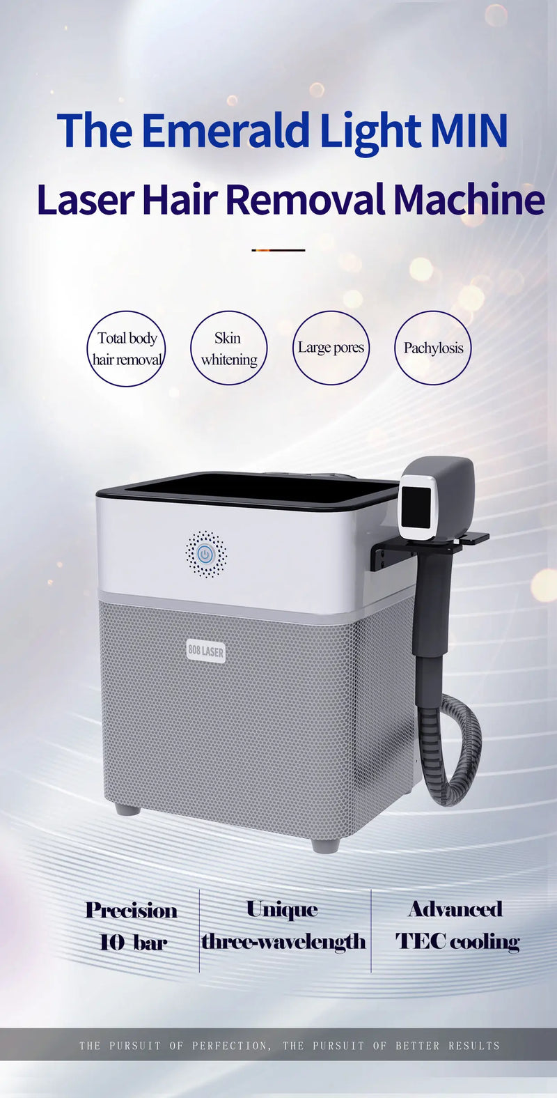 Emerald Light Diode Laser Non-invasive Freezing Point Hair Removal 755 808 1064 Three-wavelength Laser Hair Removal Instrument