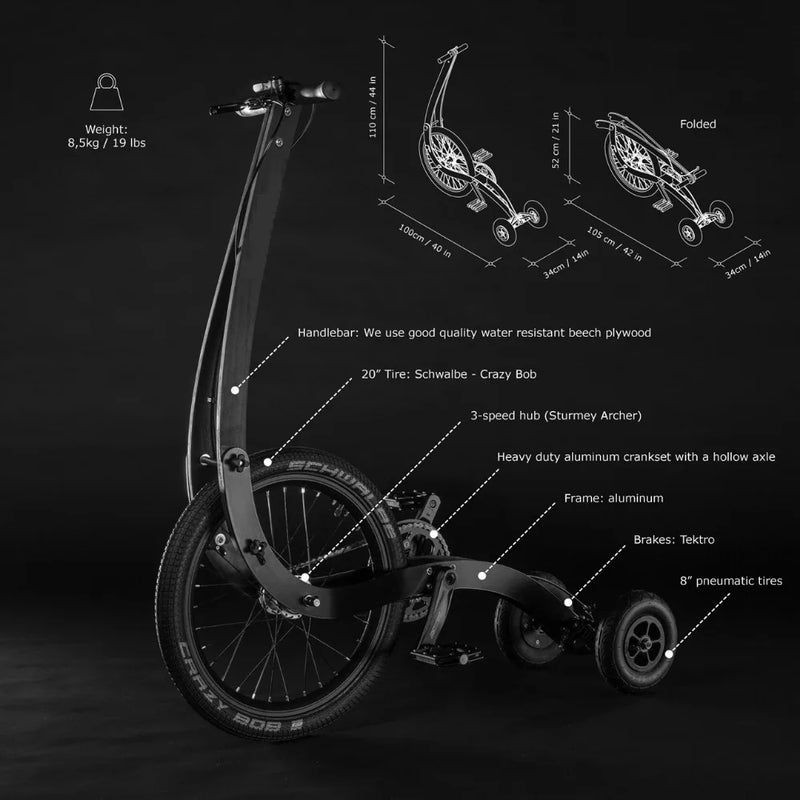 Vouw 20 Inch Oefening Halve Fiets Fietsstandaard Rijden Fitness Scooter Met Drie Wielen