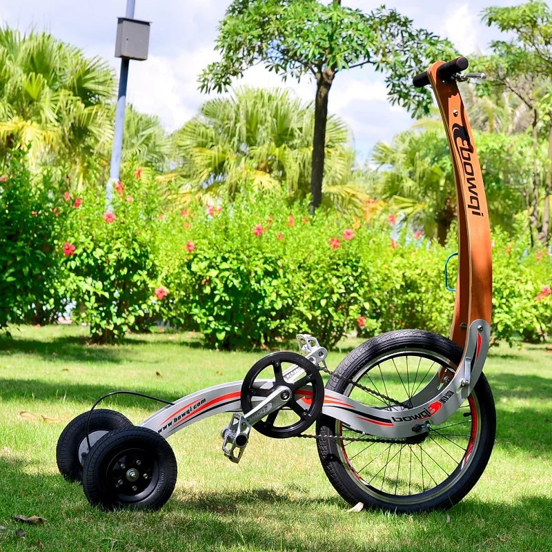 Suporte de bicicleta dobravel de 20 polegadas para exercicios meia bicicleta scooter de fitness com tres rodas Alisa 18