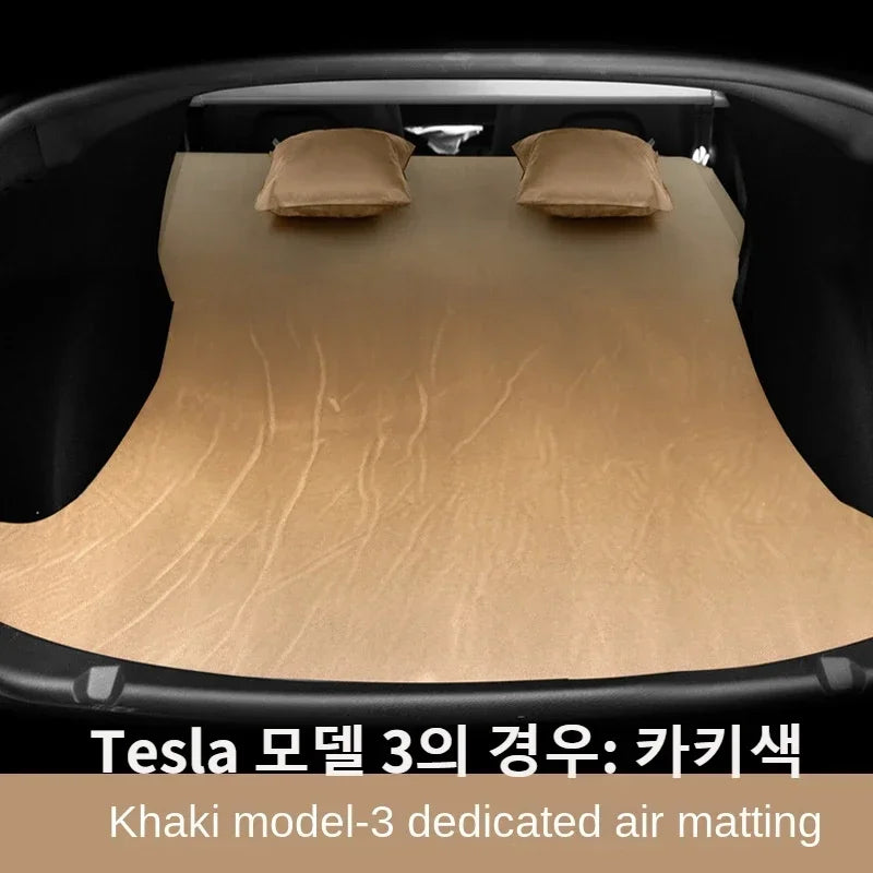 Voor Tesla Model 3 Model Y 2017-2024 Opblaasbaar Luchtbed Outdoor Camping Opblaasbare Speciale Suède Auto Reizen Bed