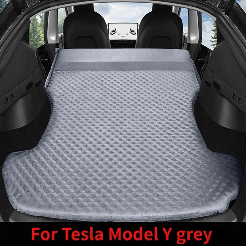 Untuk Tesla Model 3 Model Y 2017-2024 Kasur Udara Tiup Berkemah Di Luar Ruangan Kain Suede Khusus Tiup Tempat Tidur Perjalanan Mobil