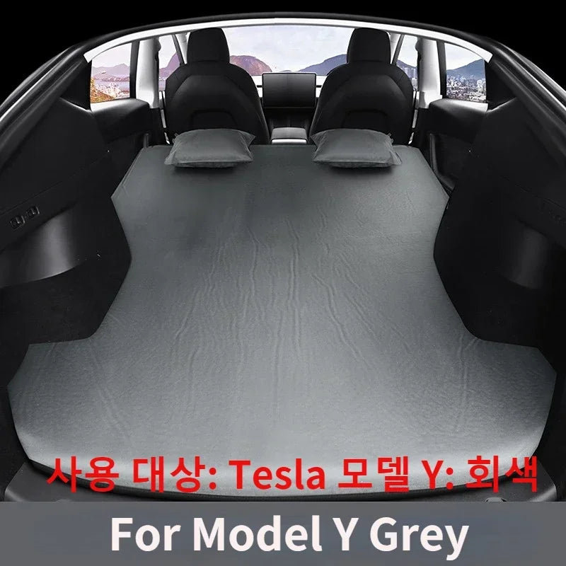 Tesla Model 3 Model Y 2017-2024 Şişme hava yatağı Açık Kamp Şişme Özel Süet Kumaş Araba seyahat yatağı