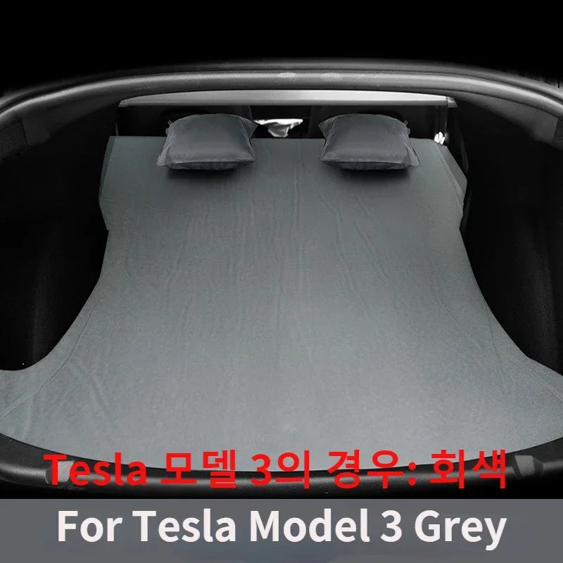 Voor Tesla Model 3 Model Y 2017-2024 Opblaasbaar Luchtbed Outdoor Camping Opblaasbare Speciale Suède Auto Reizen Bed