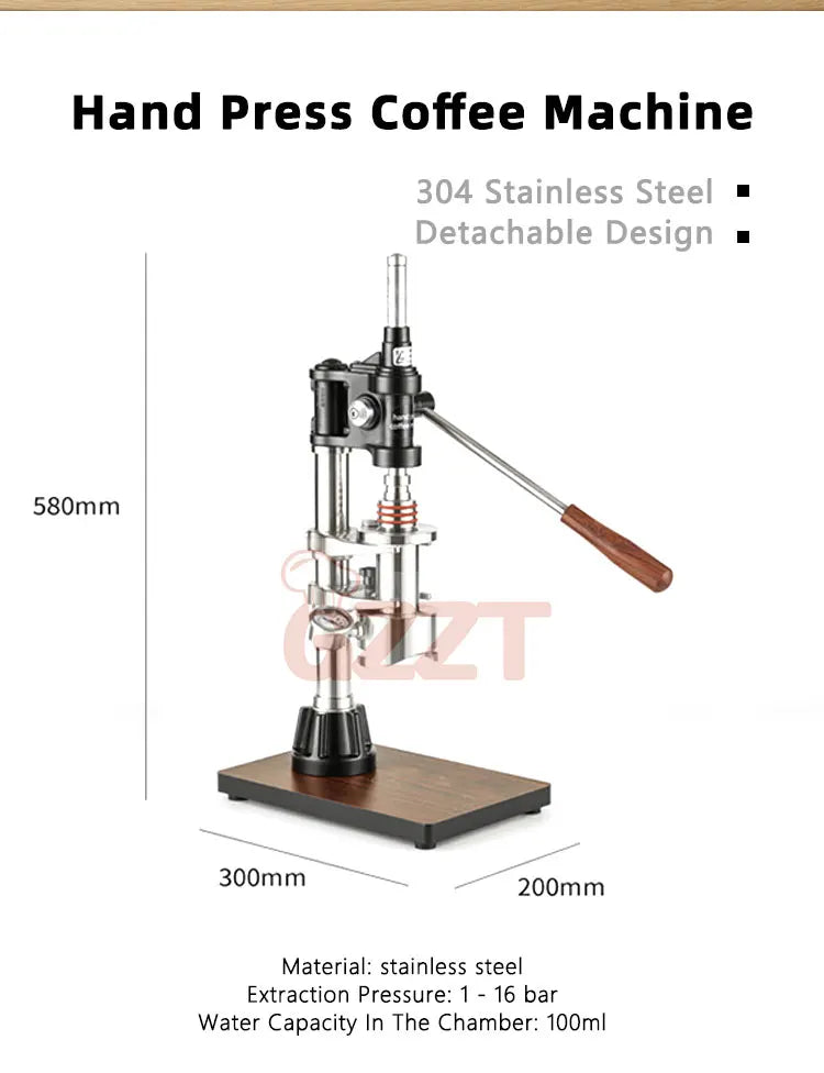 1-16バール抽出可変圧力レバーコーヒーメーカーハンドプレスコーヒーマシン304ステンレススチール手動エスプレッソ