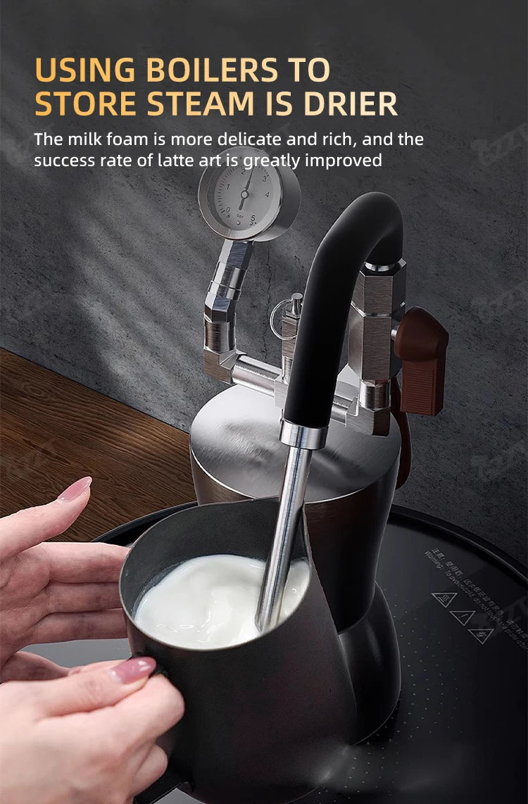 AK-74 Milk Frother with Water Vapor Separator Frothing Pitcher Stainless Steel Dry Steam Milk Steamer