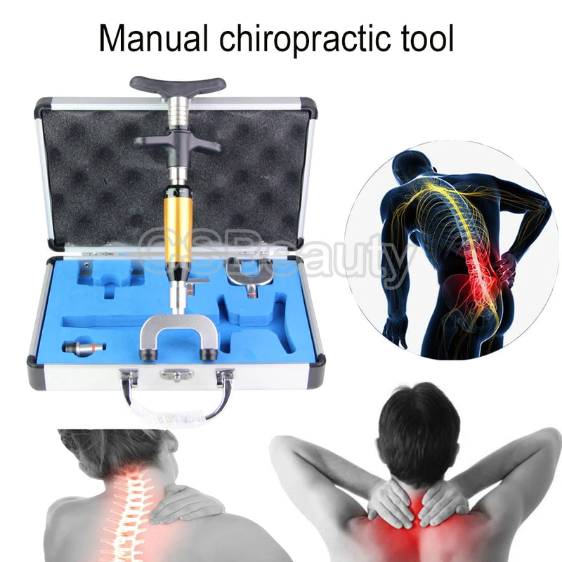 Chiropractic Adjustment Tool Spine 6 Levels 4 Heads Therapy Adjust Vertebration Tools Massager Manual Gun Set