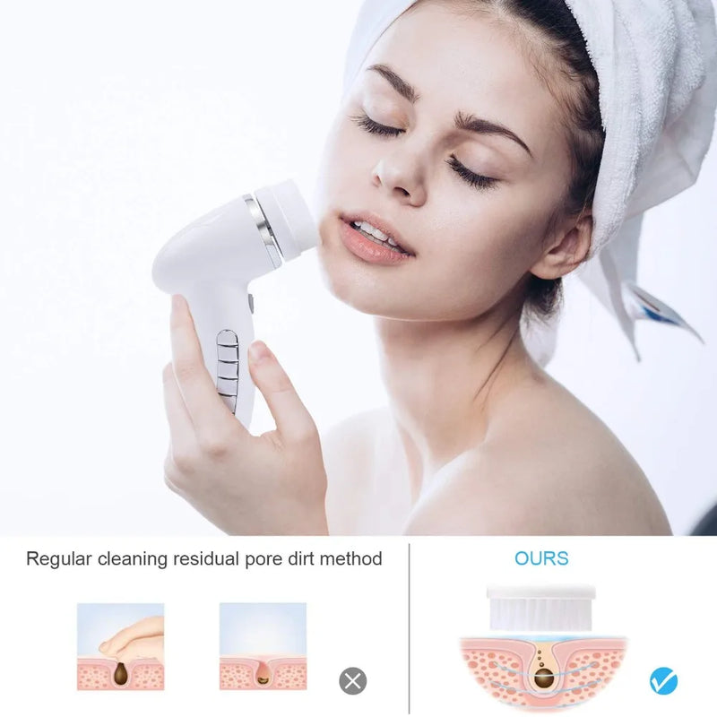4 In 1 Electric Women 100% Safe Wash Facial Cleansing Brush IPX6 USB Female Electric Face Cleaning Apparatus Nu Face Skin Care