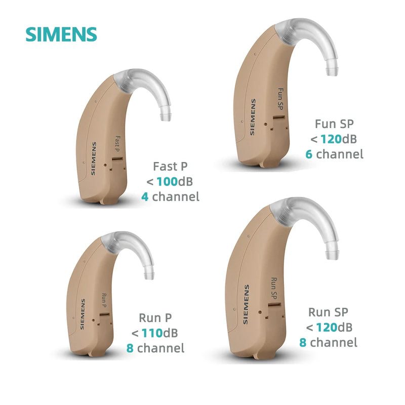 Siemens Signia Original 4/6/8 채널 디지털 BTE 보청기 FAST P FUN P FUN SP RUN P RUN SP 청각 장애인 용 음향 증폭기