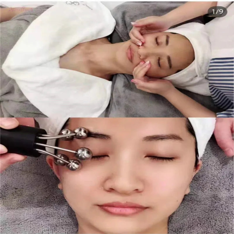 Rimpulura japn rolo mágico levantamento da pele remoção de rugas v rosto clareamento apertar máquina de beleza microcorrente dispositivos de massagem facial