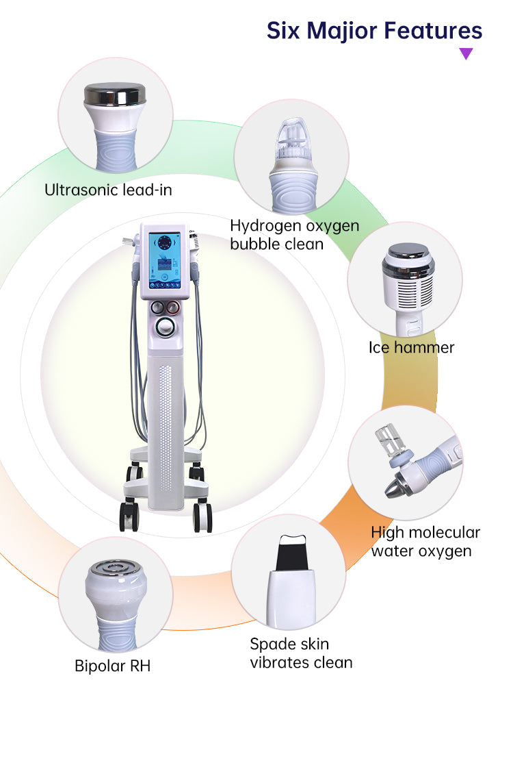 Ashe 6 в 1 Super Bubble Dermabrasion Ультразвукова терапія Апарат Кисневий розпилювач Мікродермабразія