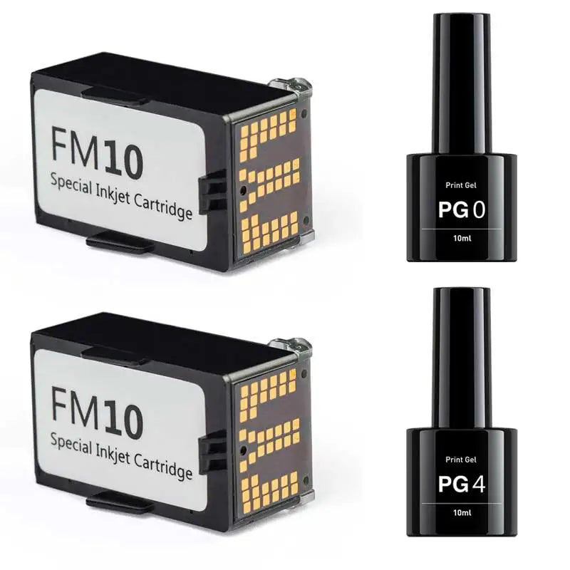 מחסנית דיו HD FM10 למדפסת ציפורניים O'2NAILS M1, H1 ומדפסת ג'ל PG4 PG0 NM מסכת ציפורניים עליון סט שילוב ג'ל בסיס ג'ל