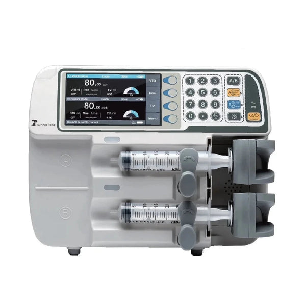 HF-620B Dual Channel Syringe Pump for Human and Veterinary Use - Precise Infusion Control for Healthcare and Pet Care