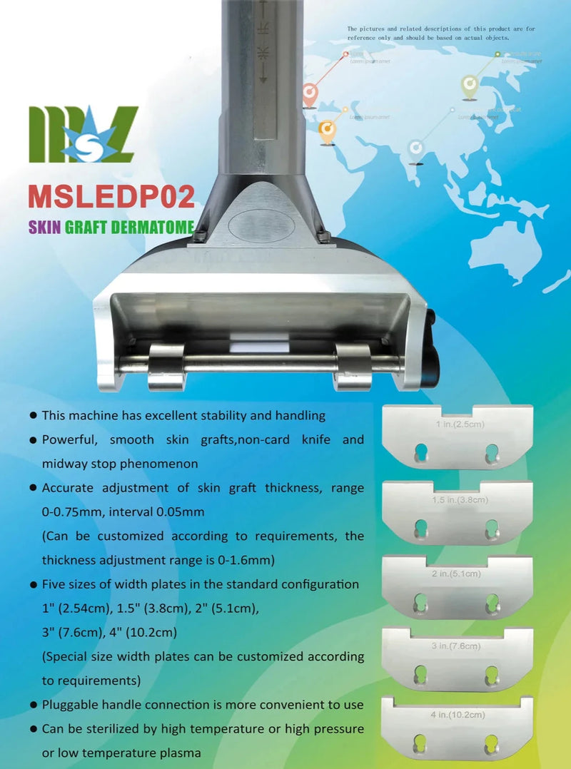 MSLEDP02 Professional Electric Dermatome for Burn and Trauma Skin Grafting - Adjustable Skin Thickness, Sterilizable Medical Device